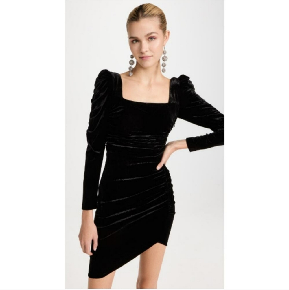 VERONICA BEARD Toki Ruched Black Velvet Mini Dress Size 10 NEW WITH TAG